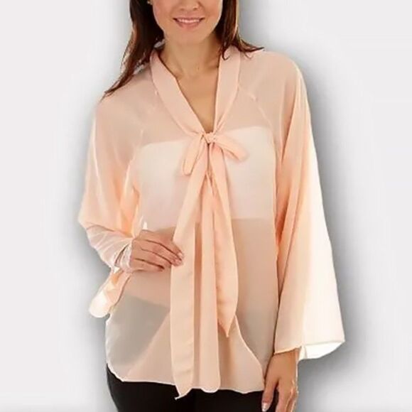Lyss Loo Tops - 🖤 2/$20 Lyss Loo Peach Chiffon Blouse